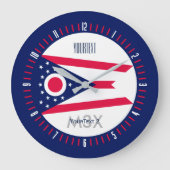 aのパーソナライズなモノグラムのオハイオ州の州の旗 ラージ壁時計 (正面)