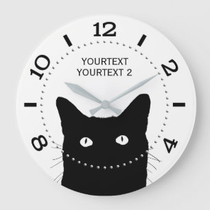 aのパーソナライズな黒猫のダイヤル ラージ壁時計