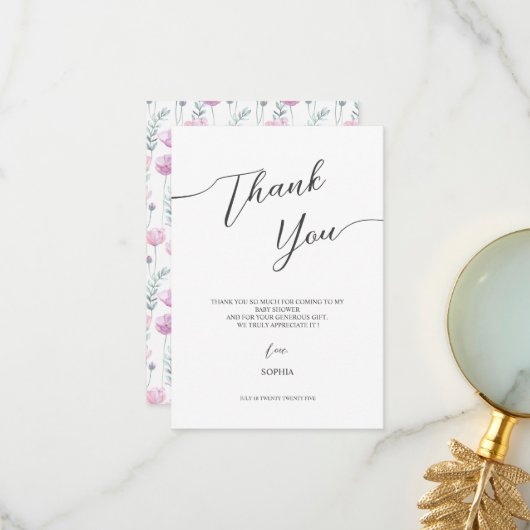 aのブライダルシャワーのサンキューカードモダン。 サンキューカード (正面/裏面インサイチュ)
