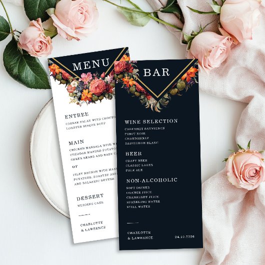 aのメニューとバー結婚のヴィンテージスタイルとel メニュー