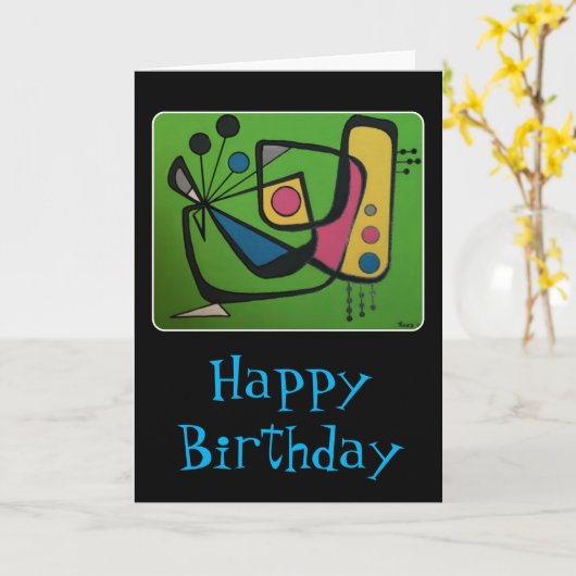 「aの世紀半ばのモダンの抽象芸術数字4' カード (黄色い花)