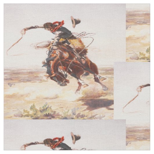 Aの強く反対する馬の生地に乗っているヴィンテージのカウボーイ ファブリック (クローズアップ)