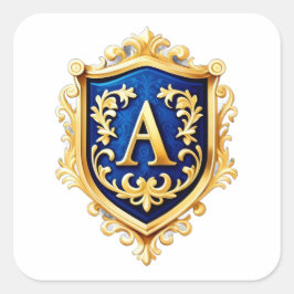Aの文字が入った金装飾のシールドクラウン スクエアシール
