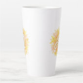 Aの文字のひまわりのイニシャルモノグラム カフェラテマグ (正面)