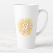 Aの文字のひまわりのイニシャルモノグラム カフェラテマグ (右)
