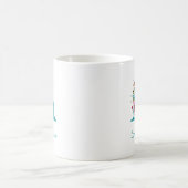 Aの文字のターコイズピンクフラワー コーヒーマグカップ (中央)