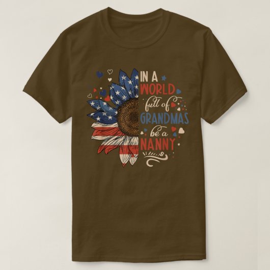 Aの祖父でいっぱいの世界のサンフラワー米国国旗 Tシャツ (デザイン正面)