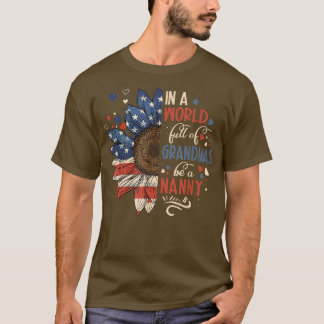 Aの祖父でいっぱいの世界のサンフラワー米国国旗 Tシャツ