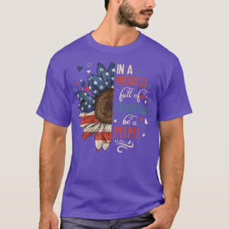 Aの祖父でいっぱいの世界のサンフラワー米国国旗 Tシャツ