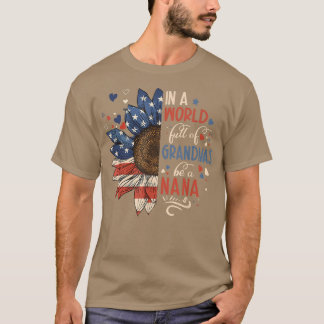 Aの祖父でいっぱいの世界のサンフラワー米国国旗 Tシャツ