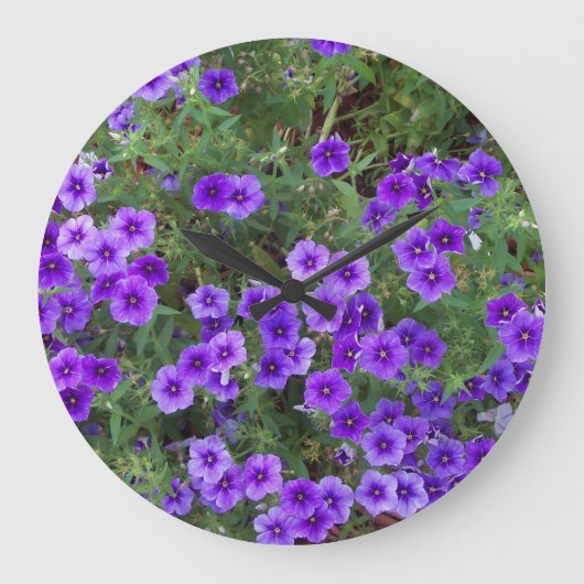 aの紫色のフロックス属の花の写真 ラージ壁時計 (正面)