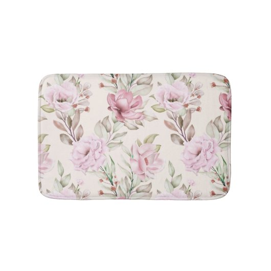 Aの絵画フローラと葉シームレスパターン バスマット (正面)