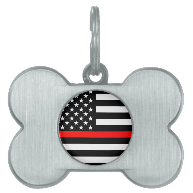 aの赤線米国の旗 ペットネームタグ (正面)