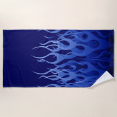 aの青い競争の炎の装飾 ビーチタオル (正面)