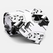 aの黒いグランドピアノw/Blackの流れるノート ネクタイ (ロール)