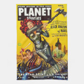 Aの50年代のサイファイのパルプ書のデザインをカバーして下さい キッチンタオル (縦)