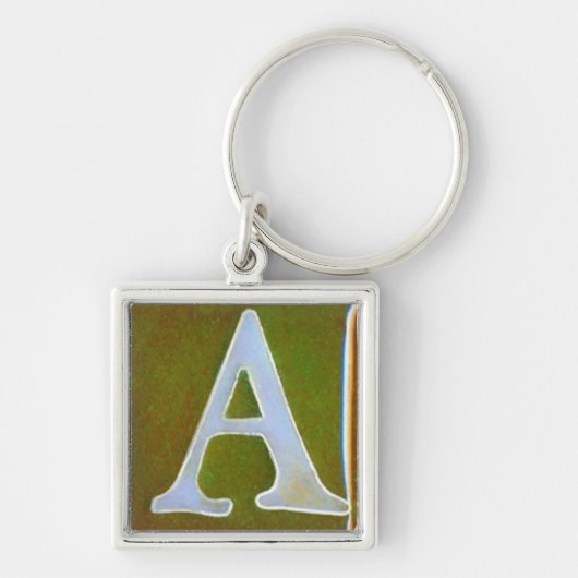 Aのkeychainに、乳白色の白いおよび緑署名して下さい キーホルダー (正面)