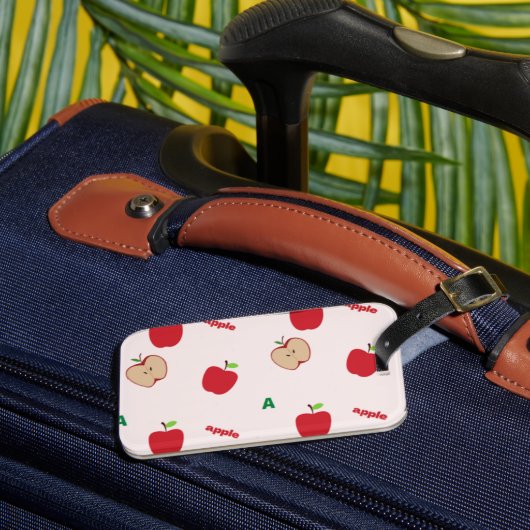Aはりんごのピンク ラゲッジタグ (正面インサイチュ3)