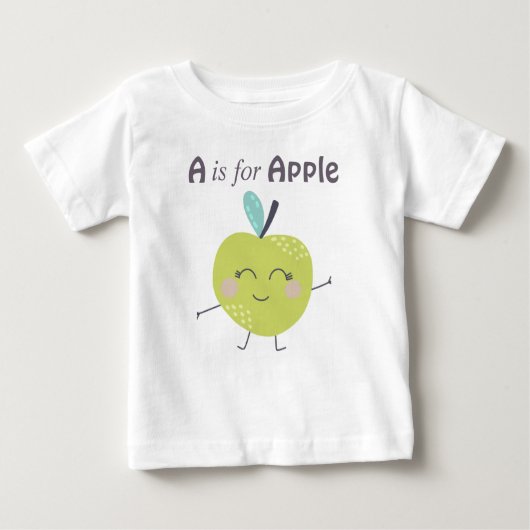 Aはアップルのかわいいイラストレーション文字 ベビーTシャツ (正面)