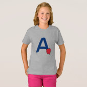 AはアップルアルファベットのABC学文字の可愛い Tシャツ (正面フル)