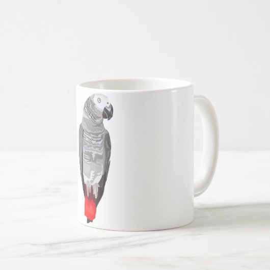 Aはアフリカ産グレイのオウム用 コーヒーマグカップ (正面右)
