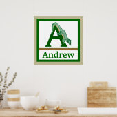 Aはアリゲーターとボーイネームのウォールアート用子供へ ポスター (キッチン)