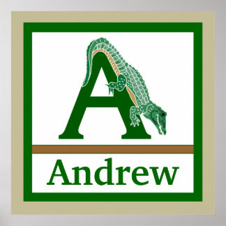 Aはアリゲーターとボーイネームのウォールアート用子供へ ポスター