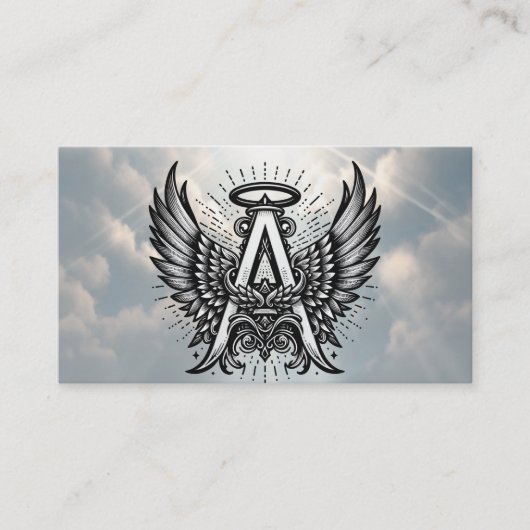 Aはエンジェルアルファベットイニシャル 名刺 (正面)