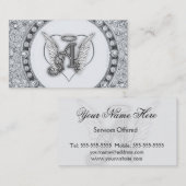 Aはハートのモノグラムを持つ天使のイニシャルのためです 名刺 (正面/裏面)