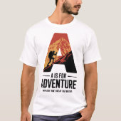 Aは冒険の山岳デザインへの誘い Tシャツ (正面)