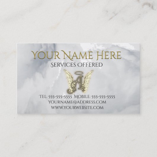 Aは天使のアルファベットの手紙のイニシャルのためです 名刺 (裏面)