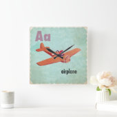 Aは飛行機のためです スクエア壁時計 (ホーム)
