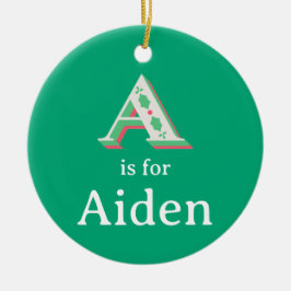 AはAidanのイニシャル　クリスマスオーナメント　名入れ セラミックオーナメント