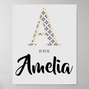 AはAmelia Classic Modernテキストカスタムネームの頭文字です ポスター
