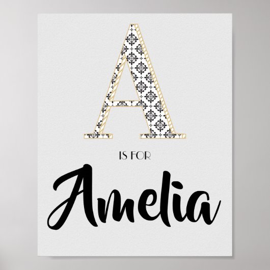 AはAmelia Classic Modernテキストカスタムネームの頭文字です ポスター (正面)