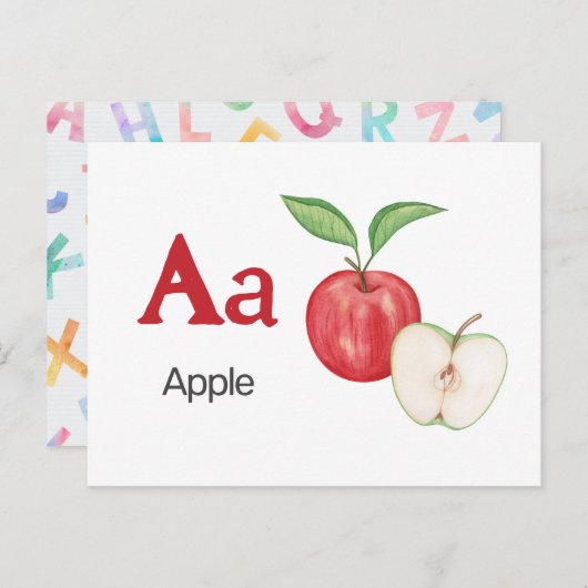 AはApple用 – Alphabet Flash Card ポストカード (正面/裏面)