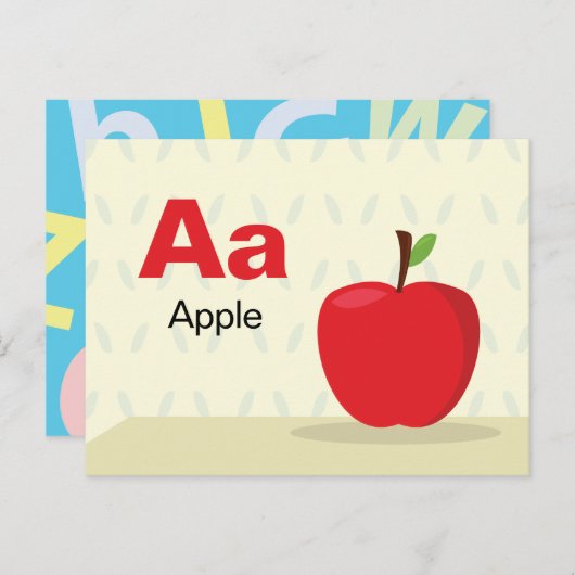 AはApple用 – Alphabet Flash Card ポストカード (正面/裏面)