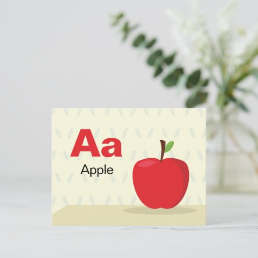 AはApple用 – Alphabet Flash Card ポストカード (スタンド正面)