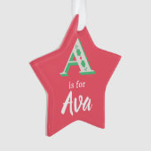 AはAvaのイニシャル オーナメント 名前入りクリスマス  (正面)