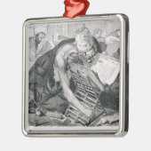 AはKoranで吸収された人を学びました メタルオーナメント (左)