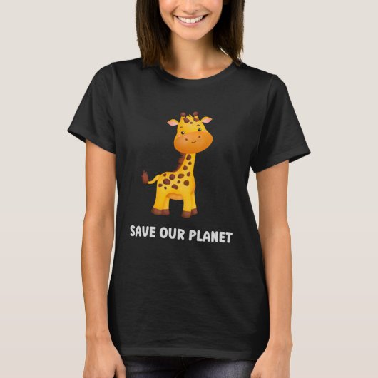 Aを愛する可愛くて愛子供へらしいキリン Tシャツ (正面)