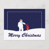 Aウォークと雪だるまクリスマスホリディハガキ シーズンポストカード (正面)