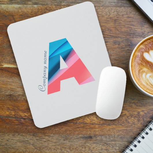 Aエレガント文字付きコーラルブルーモノグラム マウスパッド