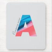 Aエレガント文字付きコーラルブルーモノグラム マウスパッド (正面)