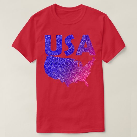 Aカラフルの州のマンダラ統一されたアート地図 Tシャツ (デザイン正面)
