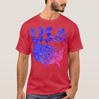 Aカラフルの州のマンダラ統一されたアート地図 Tシャツ