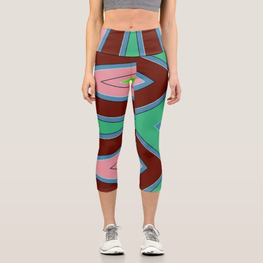 Aカラー数々のトレンディー織物パターンデザイン カプリレギンス (正面)