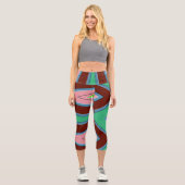 Aカラー数々のトレンディー織物パターンデザイン カプリレギンス (正面)