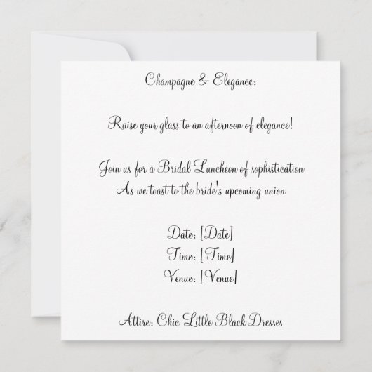 Aカードのヴィンテージ:クラシックとタイムレスLBD 招待状 (裏面)