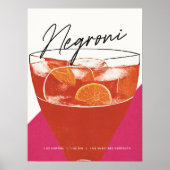 Aクラシック Negloni：ピンクアートを思い出すカクテル ポスター (正面)